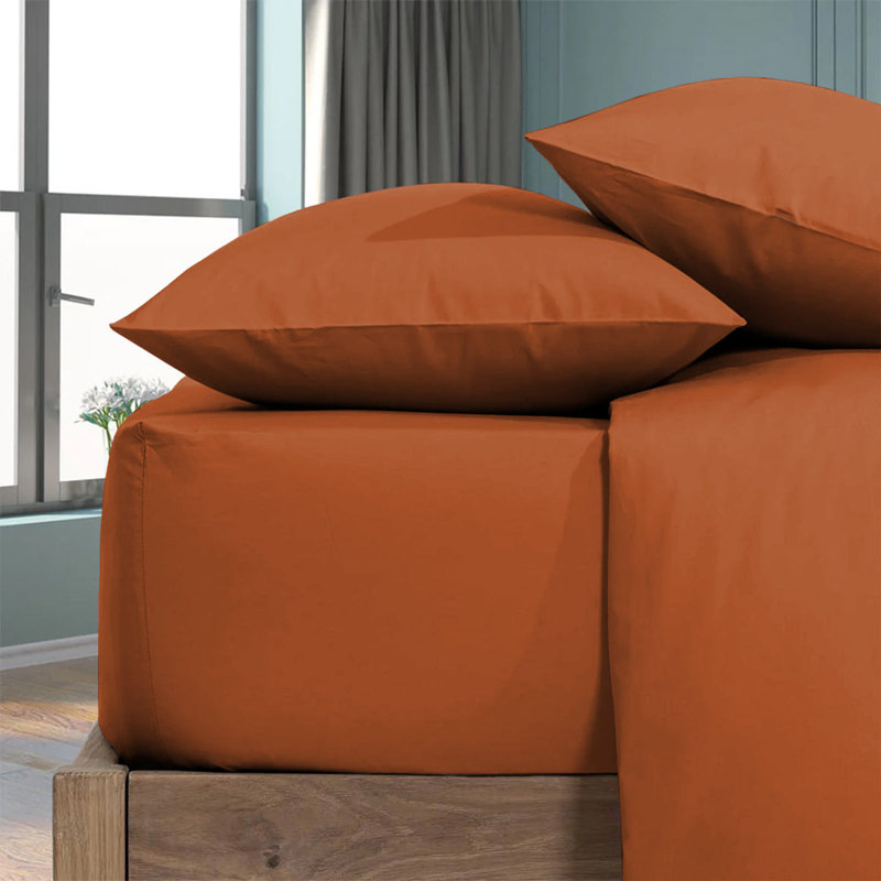 Microfiber Brushed Fitted Sheet, Rust, Single (3')