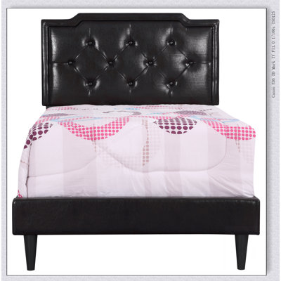 Upholstered Bed Frame With Button Tufted Headboard