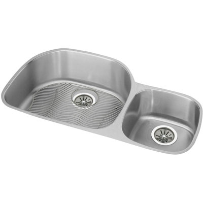 Lustertone 36.25" L x 21.125" W Double Basin Undermount Kitchen Sink Kit