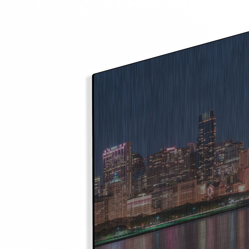  «Chicago Nighttime Skyline» par Epic Portfolio, art mural en métal, 36 po x 12 po, H 12 po x l 36 po
