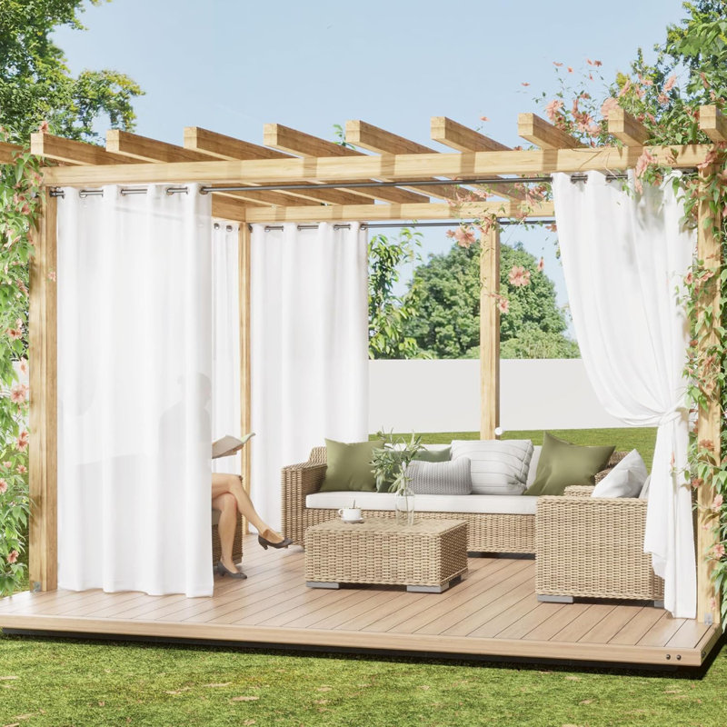  Non-See -Through Outdoor Sheer Curtains Waterproof Privacy Curtain for Patio & Gazebo, UV Blocking Light-Filtering Grommet Sheers Drapes, 2 Panels