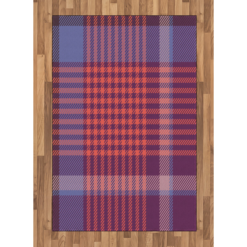 Tapis décoratif à haute densité en fibres de polyester à carreaux, Rectangle— 4 pi x 5 pi 8 po