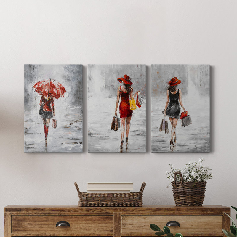City City I - ensemble de 3 reproductions sur toiles tendues, H 48 po x l 96 po x P 1 po