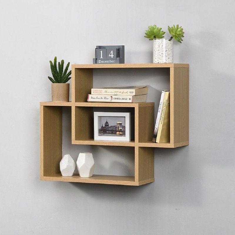 Desirre Square Accent Shelf, Oak