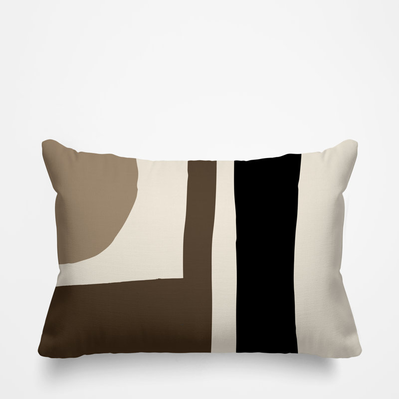 Coussin décoratif intérieur / extérieur en polyester filé Sadia, Beige, H 18 po x l 25 po