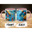 Kids Drawing Style 11oz Accent Mugs – Ceramic Coffee Cup with a Pink Handle and Interior