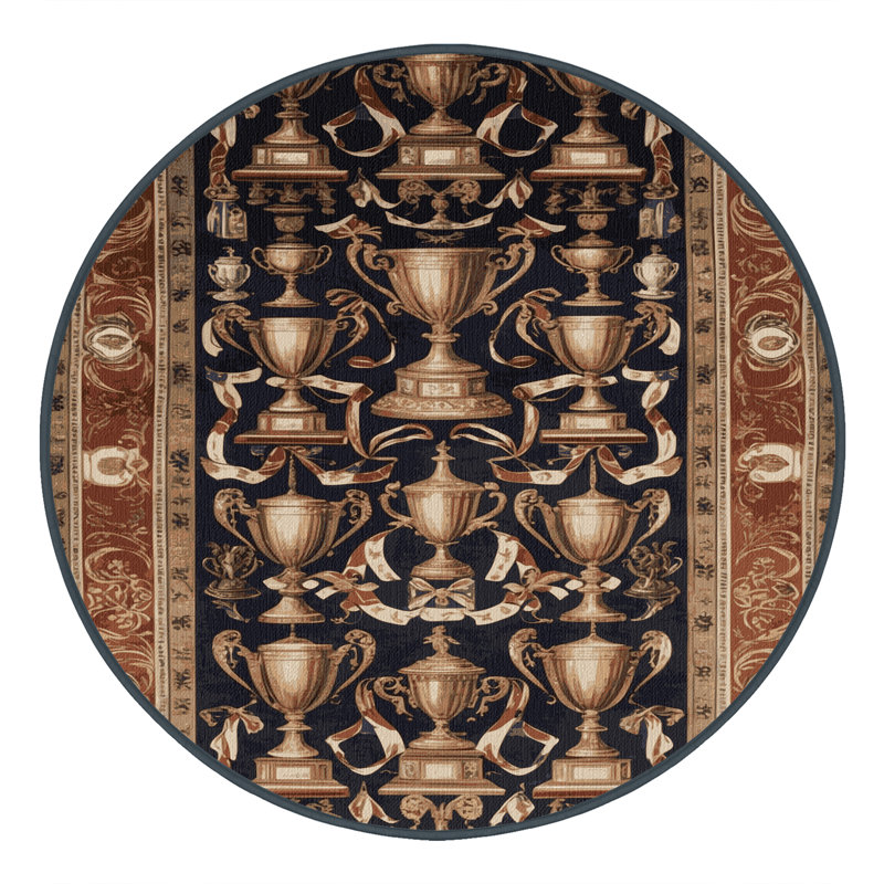 Tapis brun français lavable à la machine, Rond 6 pi