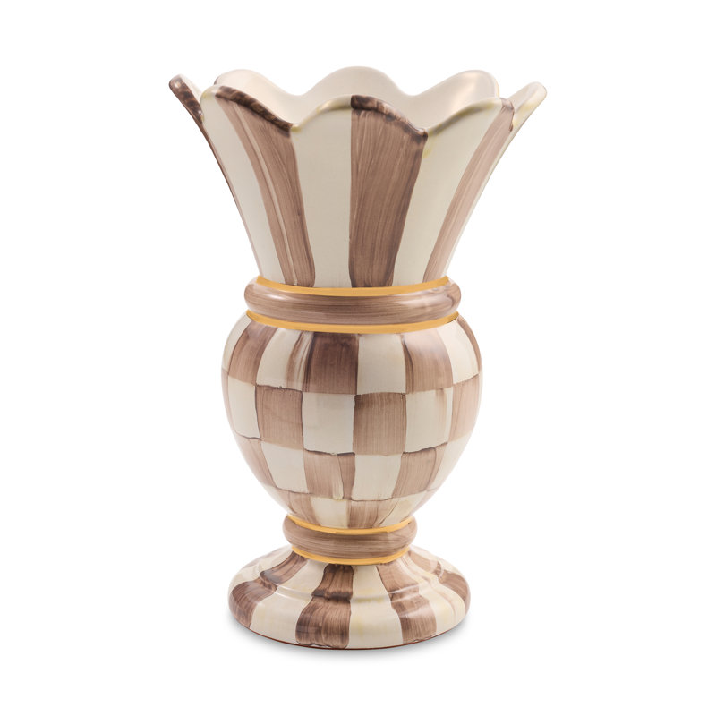 Courtly Check Small Great Vase, Brown/White