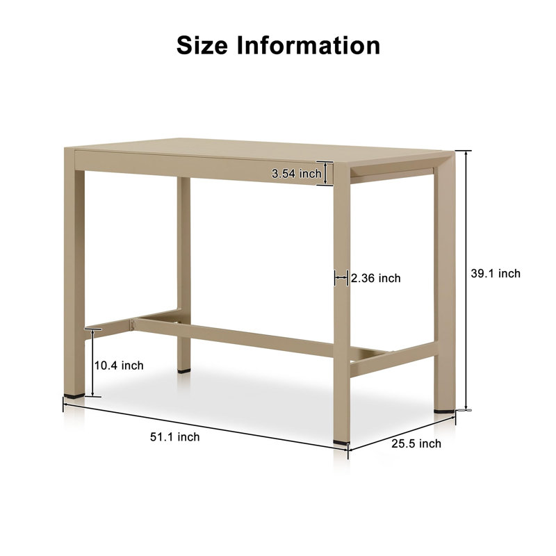 Rectangular Metal Bar Table, Champagne