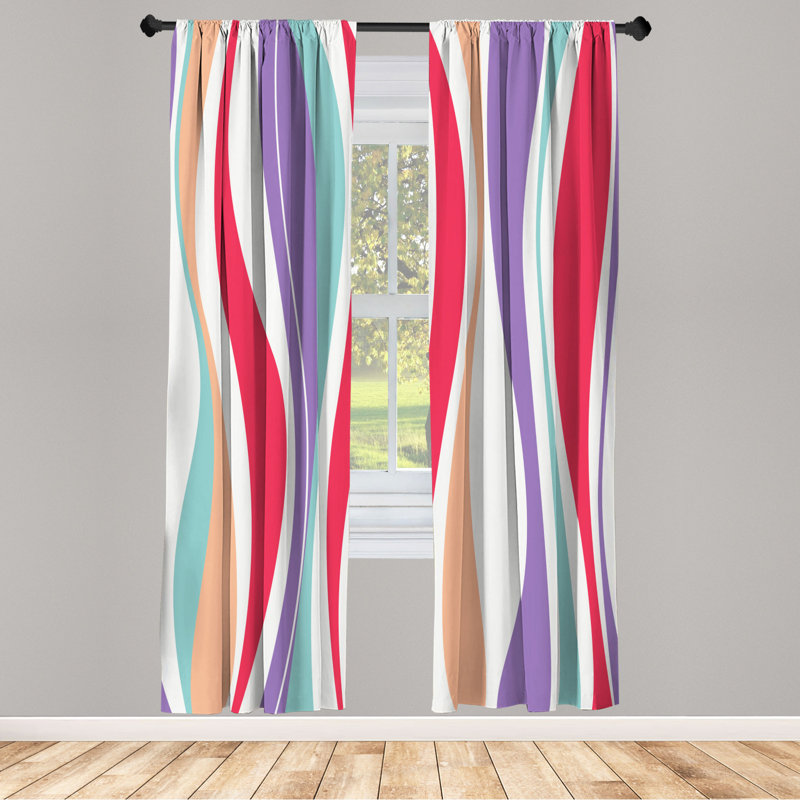 Microfiber Floral Semi-Sheer Rod Pocket Curtain Panels, 28" W x 63" L, White/Sky Blue/Beige/Red/Purple