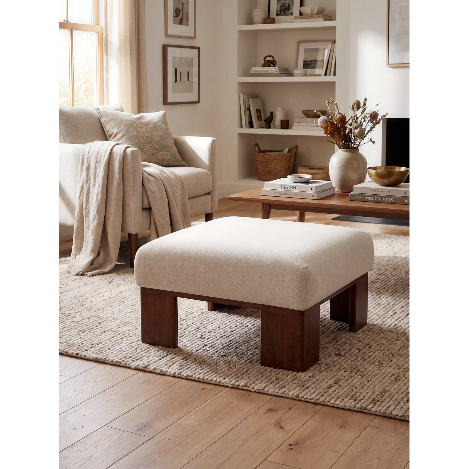Vidor 36" Ottoman, Ivory Performance Weave