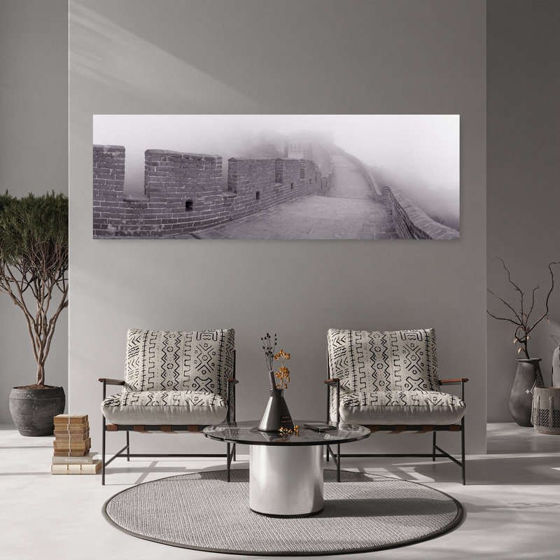 Noir et blanc, Grande Muraille de Chine, Mutianyu, Chine, art mural d'architecture contemporaine, H 20 po x l 60 po
