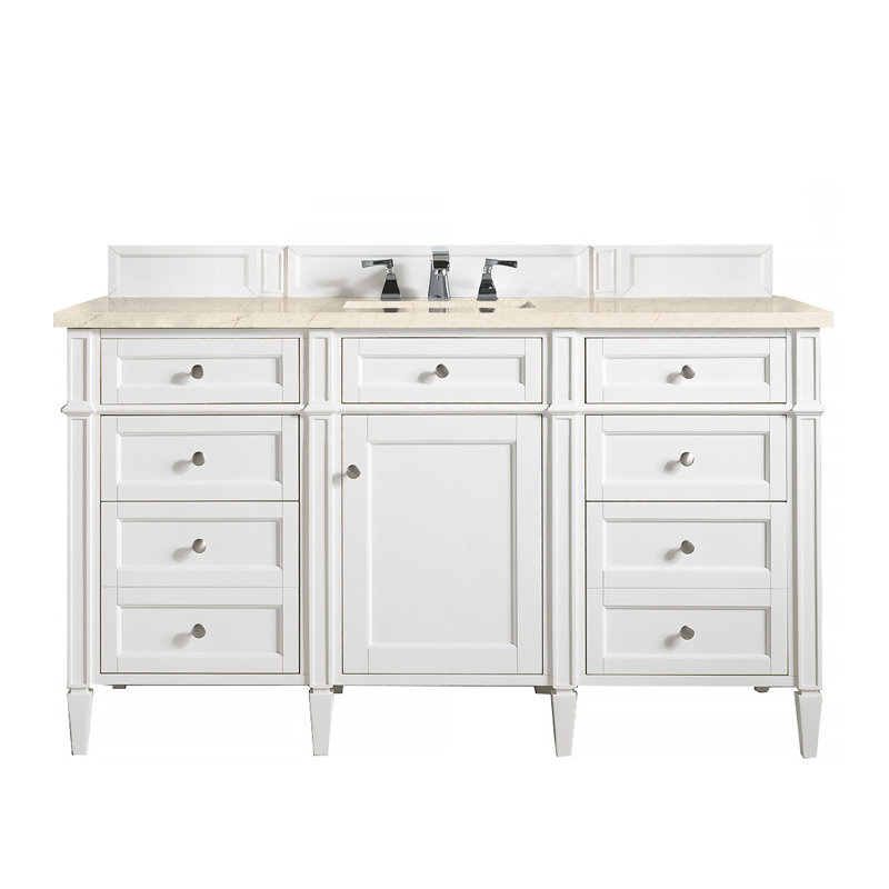 Brittany 60'' W Single Vanity, Charcoal Soapstone, Bright White, 8" Widespread