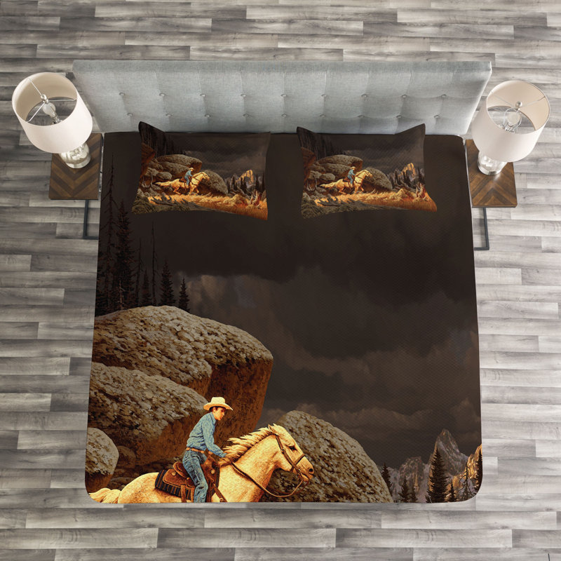 Union Rustic Jayson Bedspread with Pillow Shams, 220 x 264 cm
