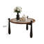 31.5" Round Coffee Table with Water Ripple Glass Top, Mid-Century Modern Coffee Table with Solid Wood Frame & Black Legs, Circular Centre Table for Living Room