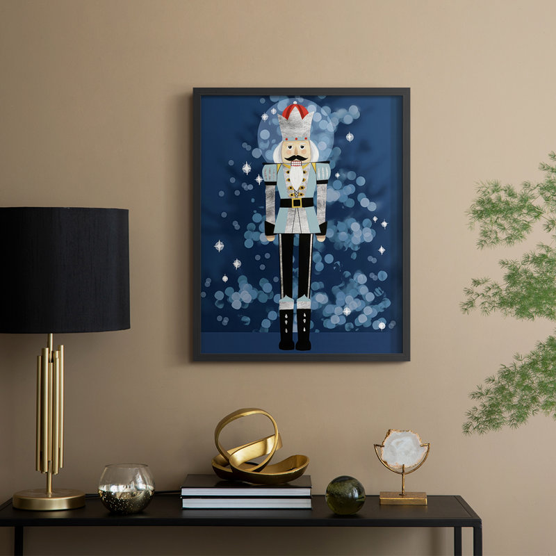 Disco Nutcracker II Framed Print - Solid Wood, 11" H x 9" W, Black Framed