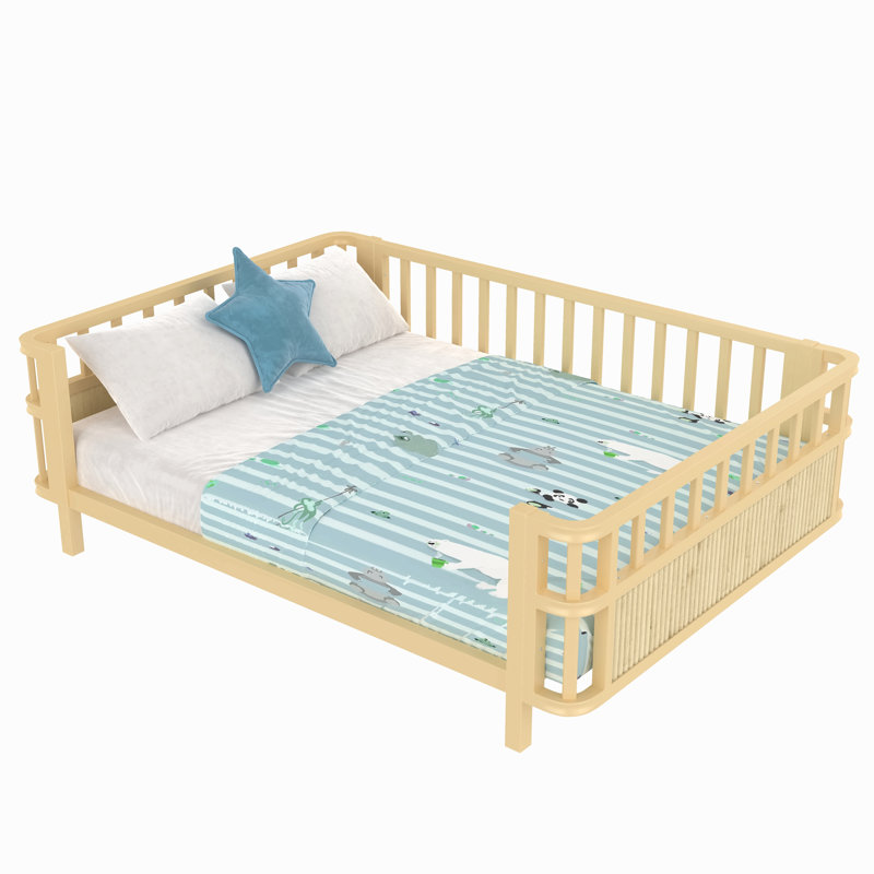 Lit plateforme en bois pour enfants avec balustrades, lit double en fer avec rampes, convient aux filles et aux garçons