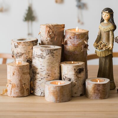 Birch Wood Candle Holder Tea Light Holder In Various Sizes -  Loon PeakÂ®, 00AC6327FF304A9AA3A21EE18F2919E7