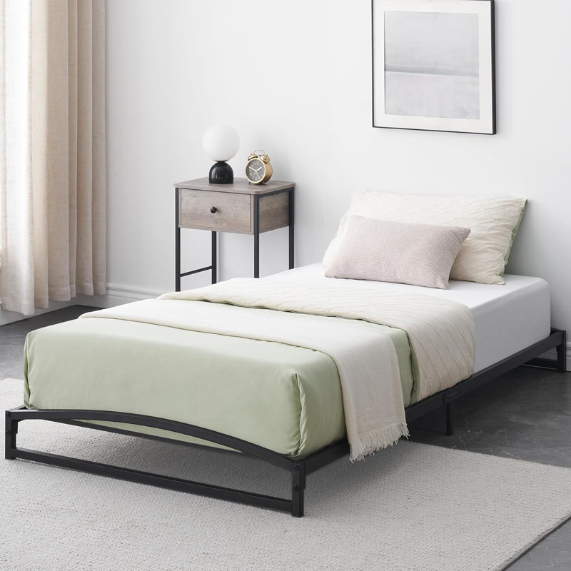 Cadre de lit, cadre de lit plateforme à profil bas de 10 pouces, lit double en métal robuste, sommier à matelas, Simple