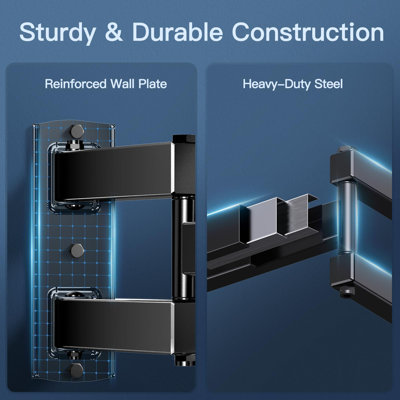 Full Motion TV Wall Mount For Most 26-60 Inch Flat Curved OLED 4K Tvs Up To 77Lbs, Wall Mount TV Bracket With Swivel & Extension Arm, Tilt, Leveling, -  FEIYAN, TVJB07Y9XK7MW