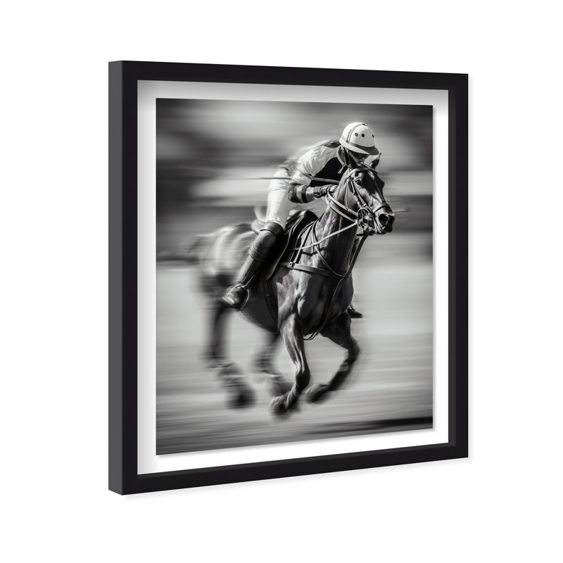 Streaking Steed BW Shadowbox Animals Print by Oliver Gal, Black Frame, 16 x 20, 17.5"H x 21.5"W, Black Shadowbox