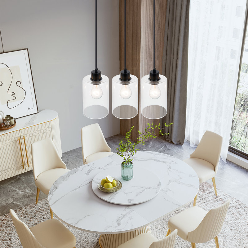 Ensemble de 3 luminaires suspendus 1 lumière noir mat