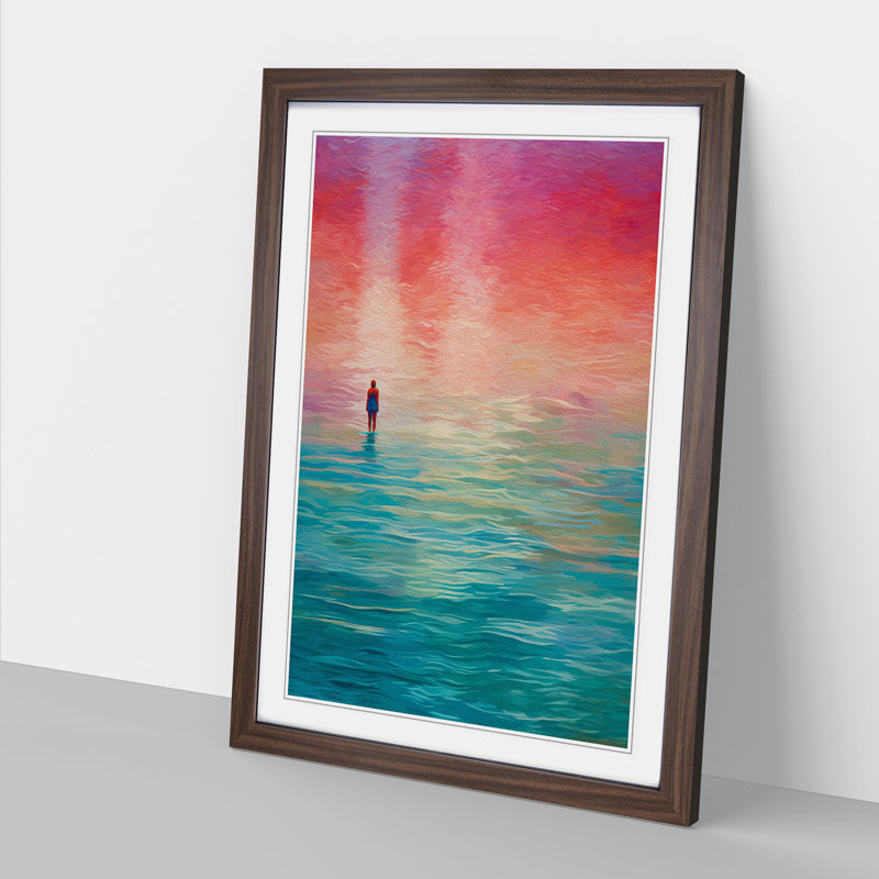 Swimming Colour Field Art - Framed Print, Walnut Framed, 34cm H x 25cm W