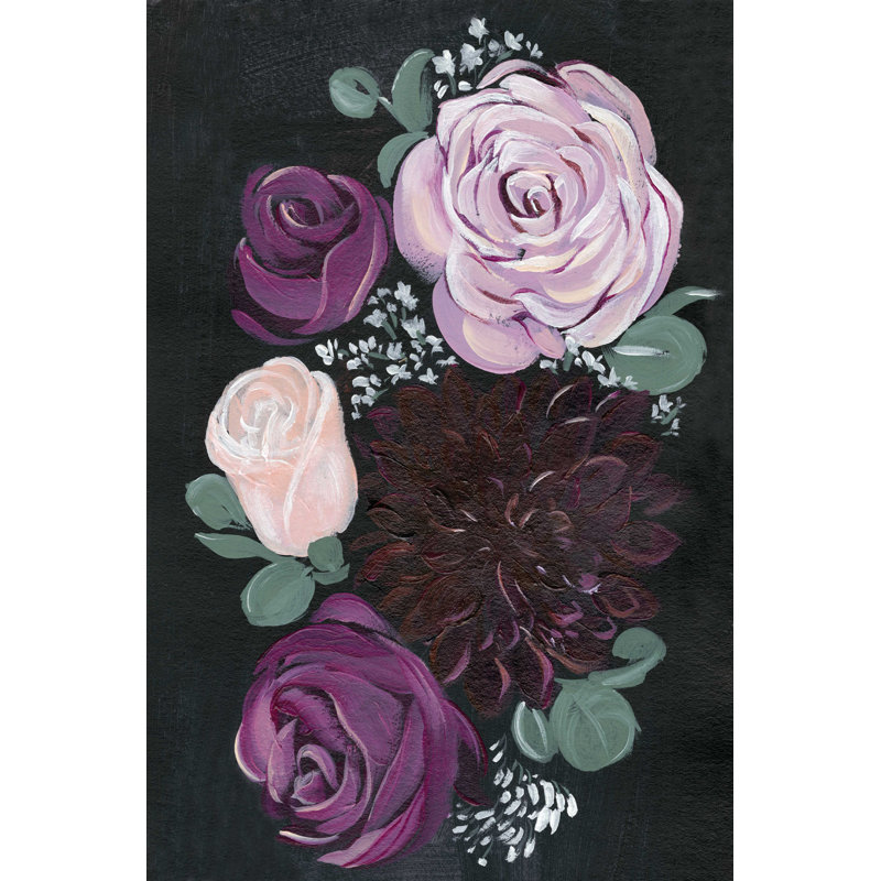 " Dark And Dreamy Floral II " by Jennifer Paxton Parker Painting Print, 18" H x 12" W x 1.25" D