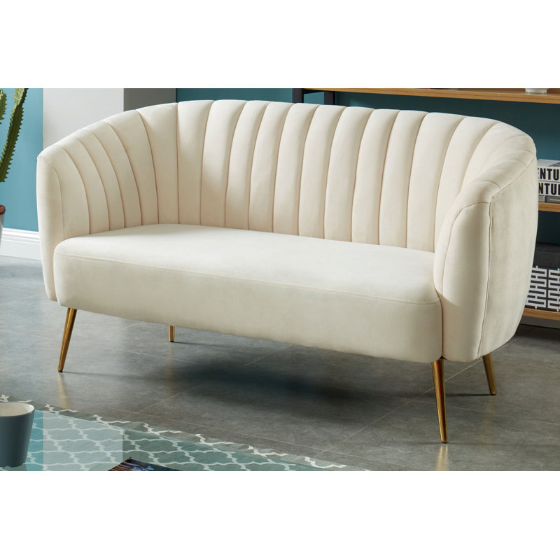 Parrish Upholstered 60.75'' Loveseat, Ivory 100% Polyester