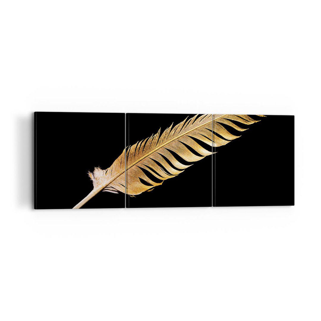 3-tlg. Leinwandbilder-Set Golden Feather Black