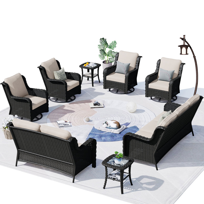 NTC 9 - Person Patio Conversation Set with Cushions, Beige, Brown