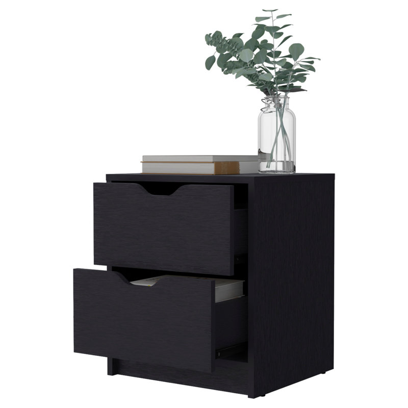 Chambre à coucher 2 Table de chevet - Design ergonomique et pratique avec 2 tiroirs élégants, Noir