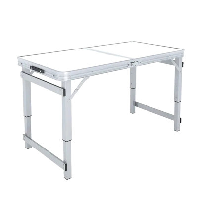 Table pliante d'extérieur portable - Aluminium léger, 3 hauteurs réglables. Convient pour le camping, les pique-niques et les barbecues. Beige + blanc Eau douce - plateau de table, aluminium à forte utilisation d'acier avec hauteurs