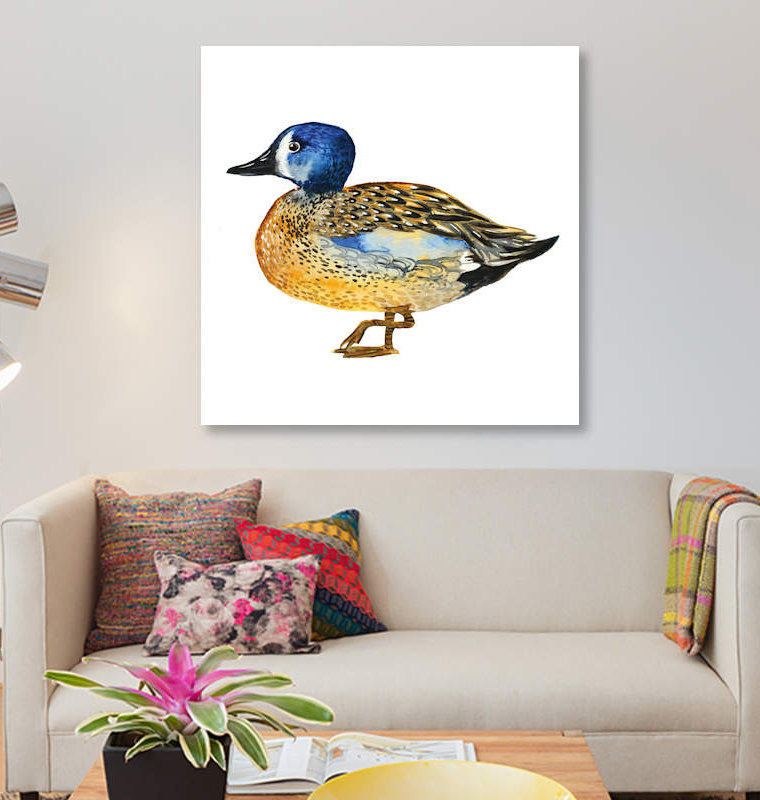 « golden duck », impression sur toile tendue, H 12 po x l 12 po x P 0,75 po