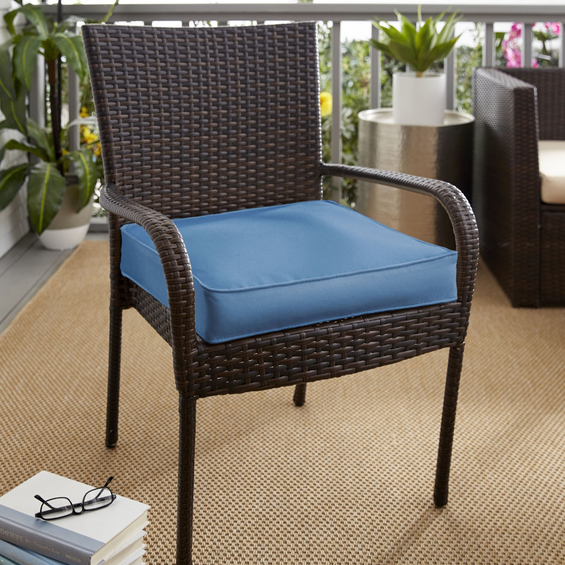 Outdoor Dining Chair Seat Cushion, Fresco Blue, 20" W x 20" D
