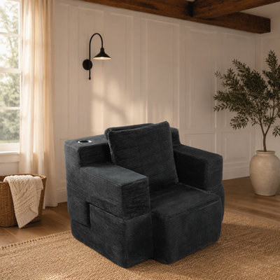 Bureau convertible 2-en-1 en velours côtelé pour petits espaces