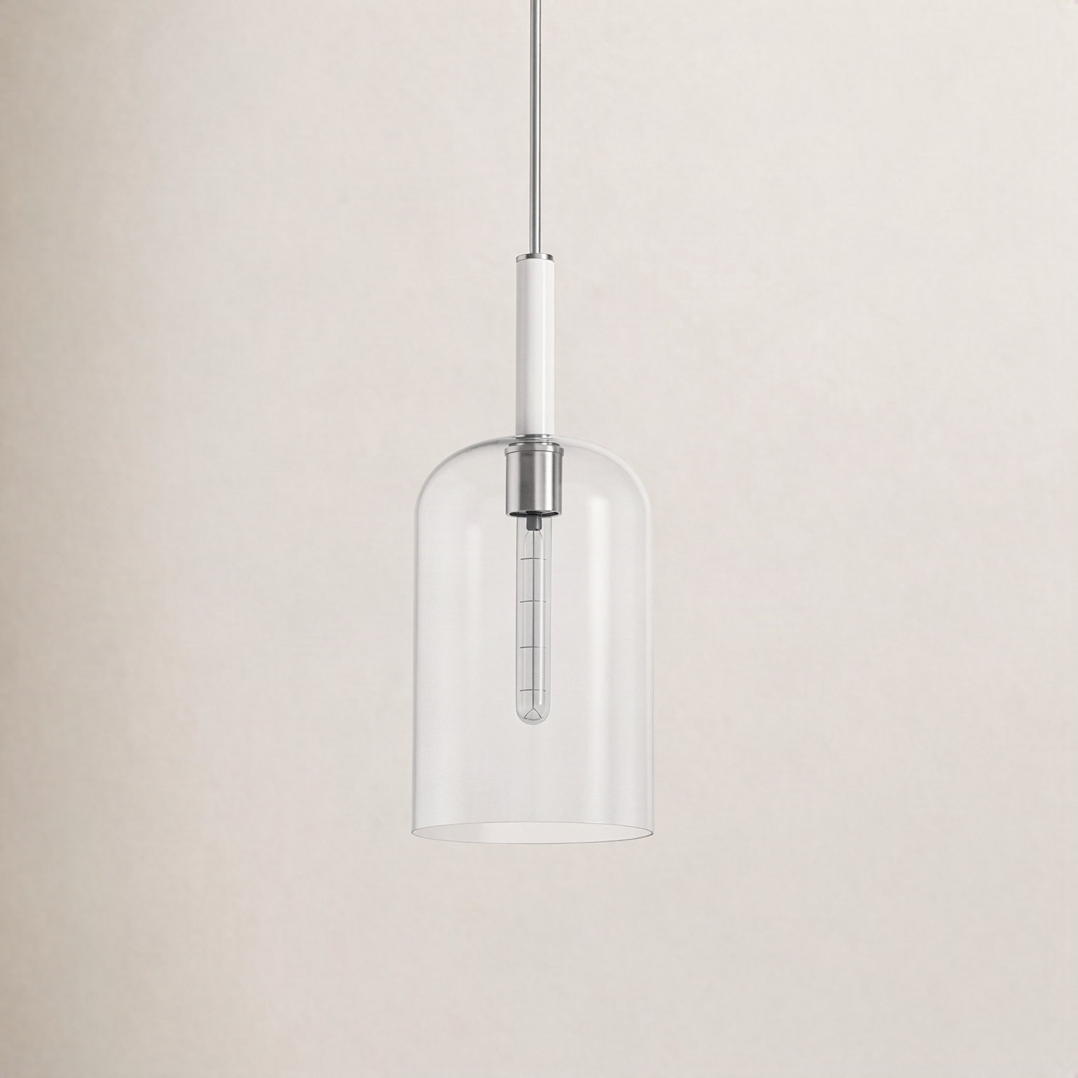 Monroe Single Light Glass Dimmable Pendant, Polished Nickel