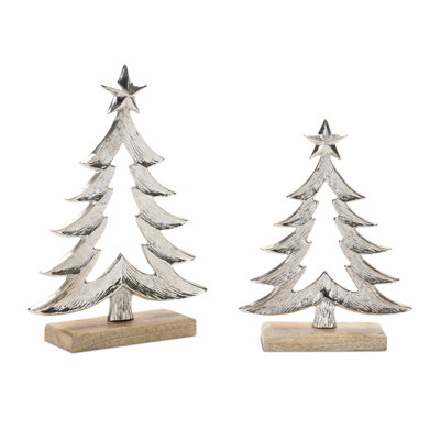 Metal Christmas Tree with Wood Base