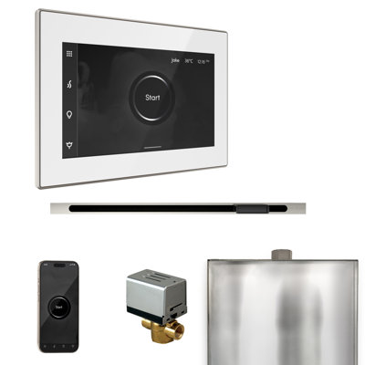 XButler Steam Shower Control Package with iSteamX Control and Linear Steamhead in White 