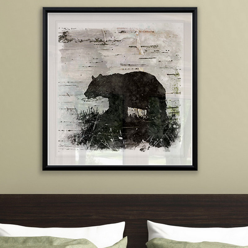« birchbark bear », impression encadrée, H 30,5 po x l 30,5 po x P 1,5 po, Cadre noir