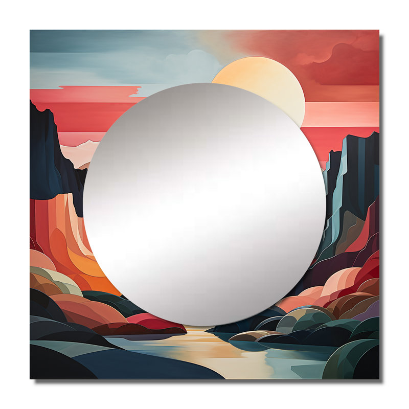 Moices - Miroir carré abstrait pour paysages, 29 po x 29 po