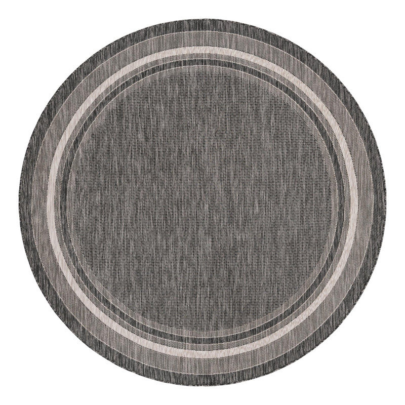 Tapis intérieur / extérieur Sevinc, Rond 7 pi 10 po, Black