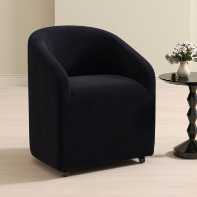 Upholstered Barrel Back Dining Chair With Swivel Casters Modern Arm Side Chair For Dining Room/Kitchen (Set Of 1)