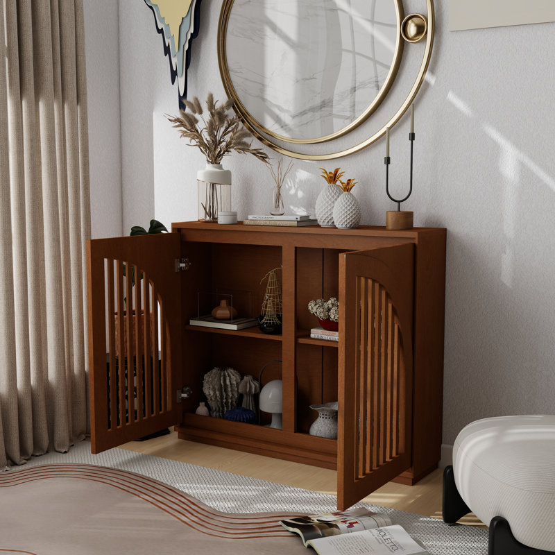 Modern Fluted Sideboard Cabinet, Walnut, Dark Walnut