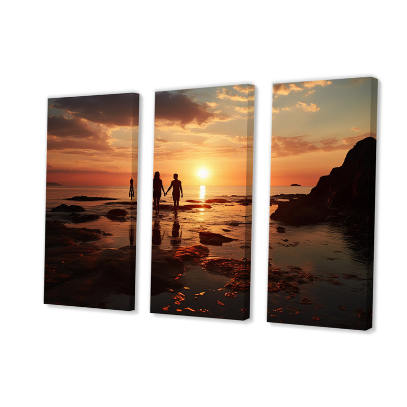 Beach Photo Sunset Serenade X - 3 pièces sur toile tendue, H 32 po x l 48 po x P 1 po