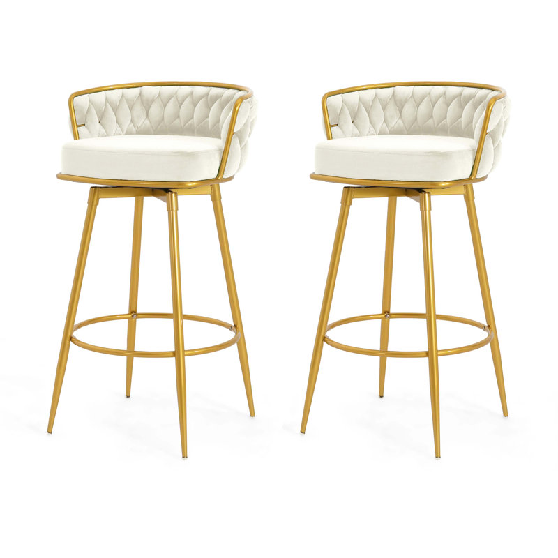 Isaias Swivel Counter Height Bar Stools Set of 2,31.5"Bar Height Stools, Beige