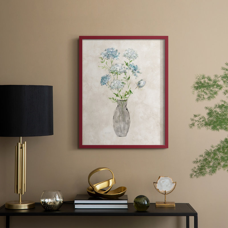 «Blue Lace Bouquet II», reproduction encadrée - bois massif, H 11 po x l 9 po, Rouge