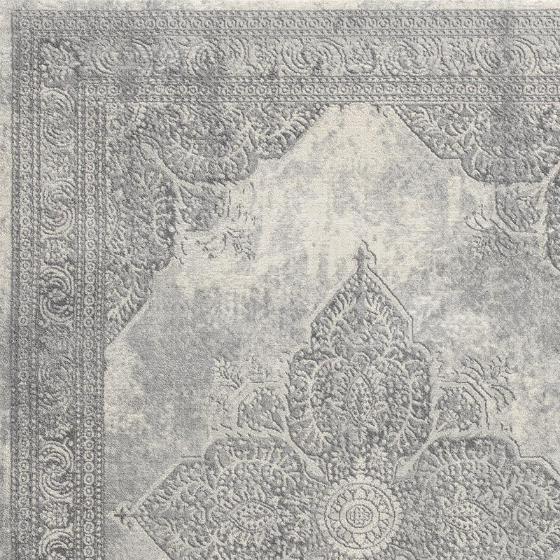 Tapis gris médaillon 2 pi x 4 pi