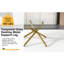 Tempered Glass and Steel Rectangular Dining Table with Clear Top and Gold Legs for 8-Person Meetings, Modern Minimalist Design, 71 x 35.4 x 30 Inches