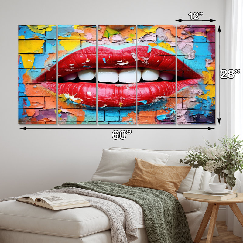 Graffiti Lips - Ensemble de décoration murale mode en métal